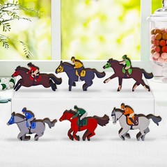 6pcs Horse Party Decorations Wooden Table Centerpieces Double Multicolor