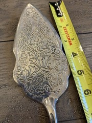 Vintage Silverplate Pie Cake Server 11” Ornate Etched Blade Scroll Handle