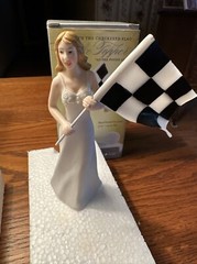 Weddingstar Bride At the Finish Line with the Checkered Flag Wedding Topper NWT