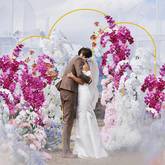 Gold Metal Arch Backdrop Stand Set of 3 for Weddings & Events