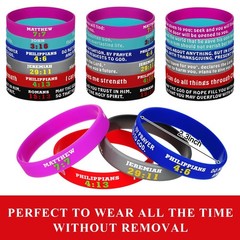 Chalyna 48 Pcs Bible Verses Bracelets Bulk 2.3 inches, Multiple Colors
