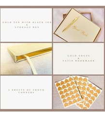 Wedding Engagement Guest Book 7×9” Elegant Gold Photo Album 100 Blank Page