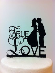 Silhouette True Love Bride & Groom Kissing Acrylic Wedding Cake Topper MADE In U
