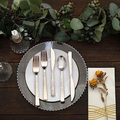 ROSE GOLD 24 Hammered Design 7″ Plastic CUTLERY Spoons Forks Knives Set Party