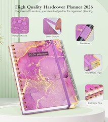 2026 Planner, Hardcover Weekly and Monthly Planner, January A5 Purple Marble