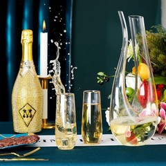 N9R 24PCS Plastic Champagne Flutes, 9 Oz 24 Count (Pack of 1), Gold-24pack