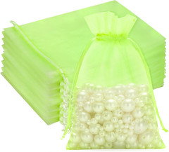 25PCS Drawsring Organza Bags 5×7 inches – Light Green Organza Gift Bag, Sheer Me