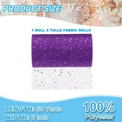 Tulle Fabric Rolls 6″ by 50 Yards Fabric Spool Tulle for DIY, Dark Purple