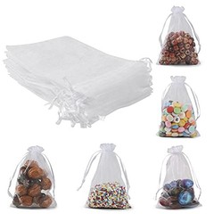 50 Pack Organza Bags 4 x 6 inch Small Bags, Favor 1 Count (Pack of 50) White