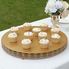20 in Gold Metal Fleur De Lis Round CAKE STAND Dessert Display Pedestal Party