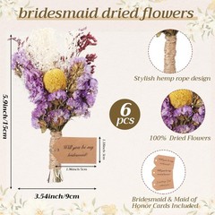 Bridesmaid Proposal Gifts Set of 6 Mini 6 Inch Dried Flower Bouquets Boho Dri…