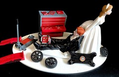 Wedding Cake Topper Auto Mechanic Grease Monkey Garage Shop Tools Tire repair