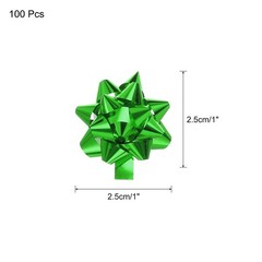 100pcs 1″ Mini Star Gift Bows Metallic Christmas Bows for Gift Wrapping, Green