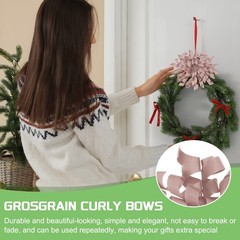 6 Pcs 4 Inch Grosgrain Curly Bows for Gift Wrapping Self-Adhesive Deep Pink