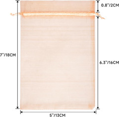 25PCS Peach Organza Bags 5×7 inches – Sheer Mesh Jewelry Pouches, Organza Gift B