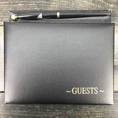 Victoria Lynn Black and Gold Print Wedding / Guest Book with Pen 60 Page NEW