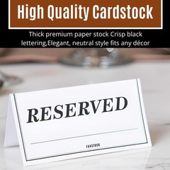 Pack of 250 Paper Reserved Table Signs – Elegant Double-Sided Tent Cards |