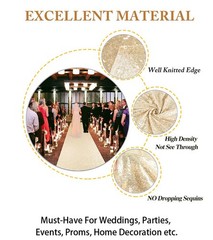 Gold Aisle Runner for Wedding Ceremony 2FTx15FT Sequin Aisle Runner Wedding O…