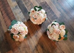 Blush Peach Pink Bridal Bouquet Sola Wood Flower Dusty Rose Wedding Flowers