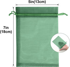 25PCS Dark Green Organza Bags 5×7 inches – Sheer Mesh Jewelry Pouches, Organza G
