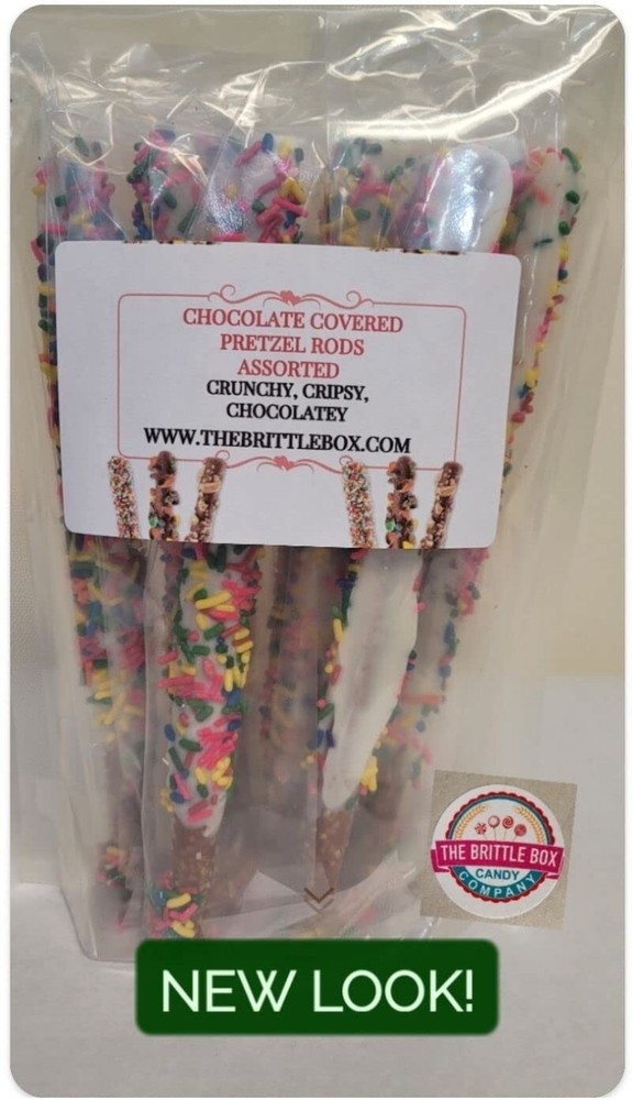 Chocolate/ White Chocolate Coated Pretzel Rods Assorted 16 CT Assorted Toppings
