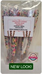 Chocolate/ White Chocolate Coated Pretzel Rods Assorted 16 CT Assorted Toppings