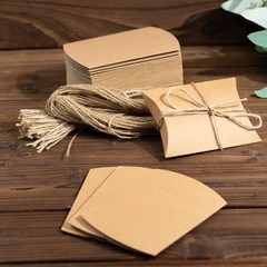 50 NATURAL Rustic Pillow Paper Gift FAVOR BOXES Jute Ribbons Party Decorations