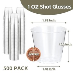 Shot Glasses, 500 Counts 1OZ. Disposable Plastic, Clear, Clear-1OZ-500Counts