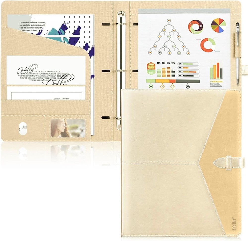 Toplive Padfolio 3 Ring Binder Organizer Business Portfolio Folder for Women,…