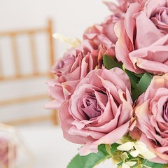 DUSTY ROSE 2 Bushes 18″ ARTIFICIAL Faux Silk Rose FLOWERS Bouquet Wedding Party