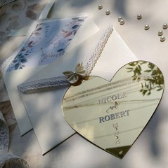 Personalized Gold Mirror Vintage Acrylic Invitations 2026 & Ivory Lace Envelopes
