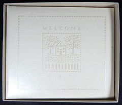 VINTAGE HALLMARK GUEST BOOK EMBOSSED HOUSE ON COVER RA8703 ORIGINAL BOX WEDDING