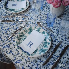 Stxy’s Monogram B Napkins (Bleed-Free Ink) Scalloped Navy Blue Letter, 40ct |…