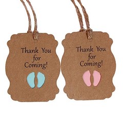 100pcs Baby Shower Tags Kraft Paper Gift Tag，Baby Feet Shower and Party Pink