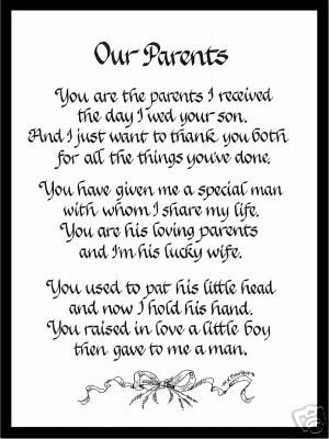 OUR PARENTS Matted Calligraphy for Her In-laws