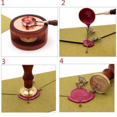 Wood Handle Retro Envelope Wedding Invitations Greetings Brass Seal Wax Stamp
