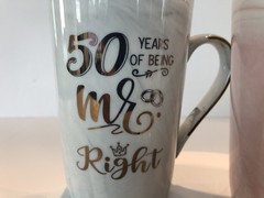Mr Right & Mrs Always Right Coffee Mugs, 50 Years of Being Mr Mrs 2 Pieces NEW