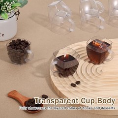 2oz Mini Disposable Tea Cups with Handle – 100 Pack – Clear Disposable Espresso