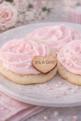 100 qty 1″ It’s A Girl! Wood Hearts Table Confetti Wooden Baby Shower