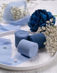 Chiffon Ribbon, Dusty Haze Pastel Blue 1.5»x21Yd Frayed Fringe Silk Dusty Blue