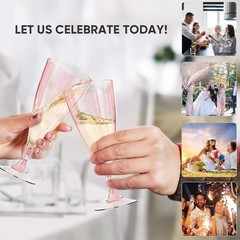 Plastic Champagne Flutes 16 Pack Stemless Pink Champagne Flutes Reusable