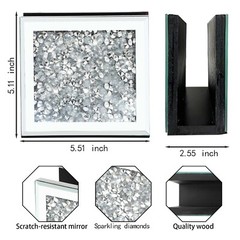 Crystal Crushed Diamond Mirrored Napkin Holder,Mirrored Vertical Holder, Cute…