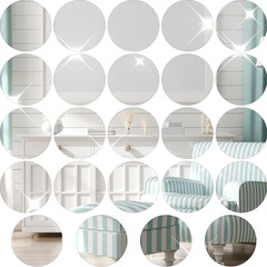 24-Piece Acrylic Round Mirror Trays for Wedding Centerpieces & Home Decor