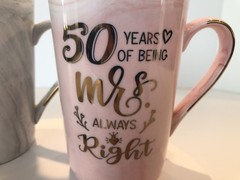 Mr Right & Mrs Always Right Coffee Mugs, 50 Years of Being Mr Mrs 2 Pieces NEW