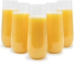 30 Plastic Stemless Champagne Flutes – Disposable Unbreakable toasting