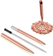 Lightweight Rose Gold Signing Pen Set in Hollow Round Holder for Special Events