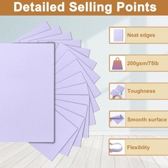 Silunkia 100 Sheets Purple Cardstock 8.5 x 11 100 Sheets, Light