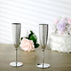 5 oz Silver Premium Metallic Plastic Champagne Flutes Disposable Flutes Wedding