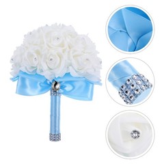 Simulated Rose Bouquet Artificial Flower Wedding Hand Flowers Ribbon