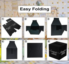 2026 Graduation Foldable Card Box Black Silver Foil Design